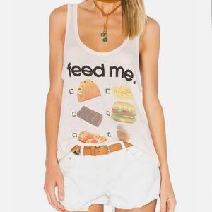 Wildfox Kids Pink Graphic "Feed Me" Tank Top, Size 12 ~ EUC